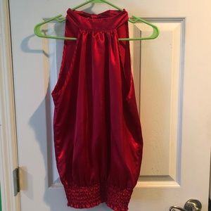 Red satin/silk blouse with tie as closure size small Studio Y brand